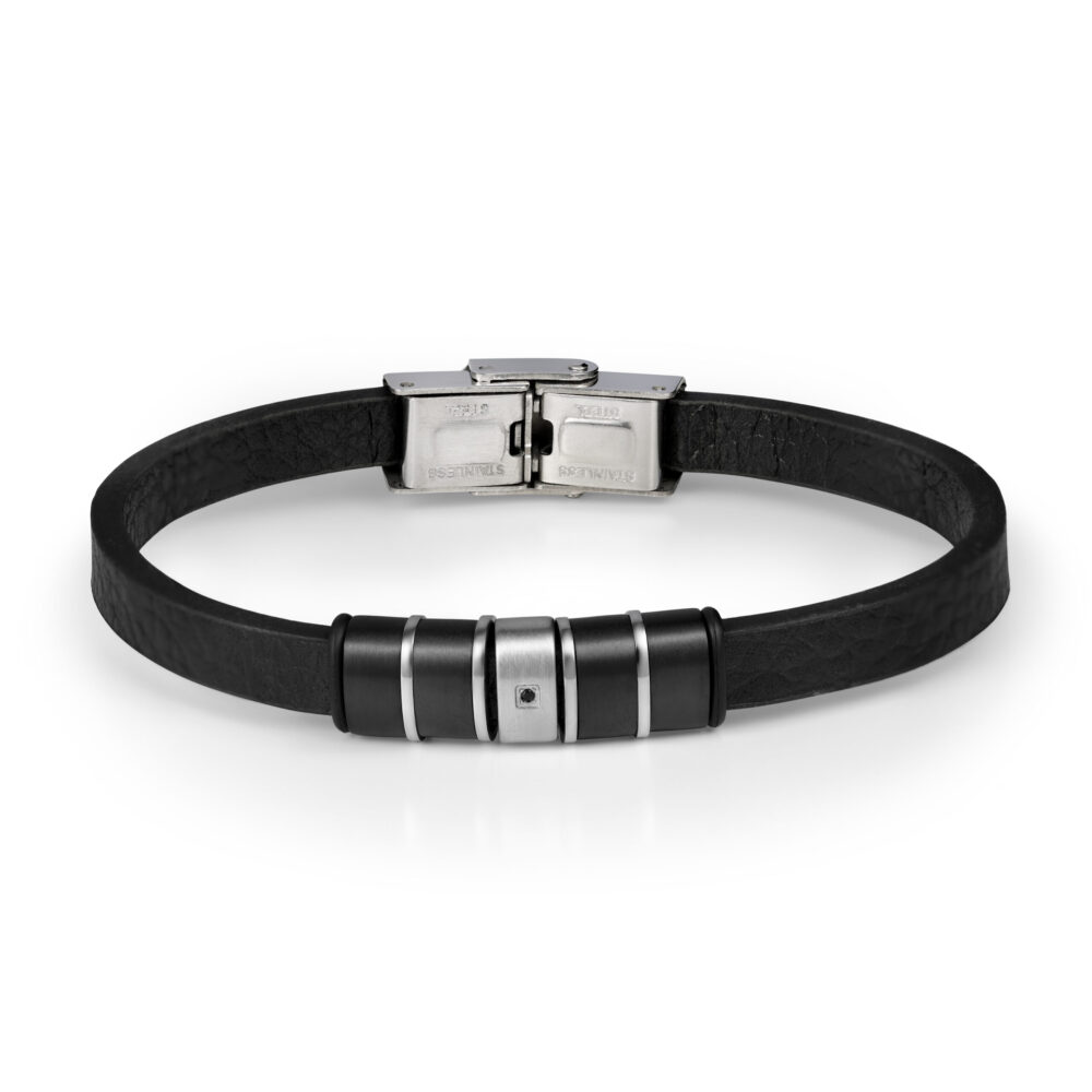 צמיד JETEM לגבר  עור 5 חלקים לחריטה