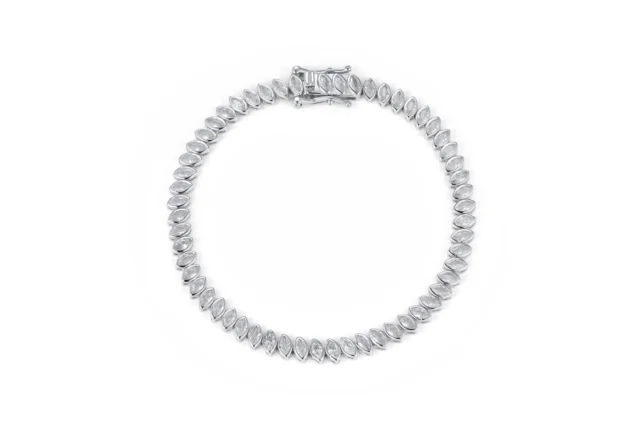 Silver tennis bracelet marquise frame 5*3