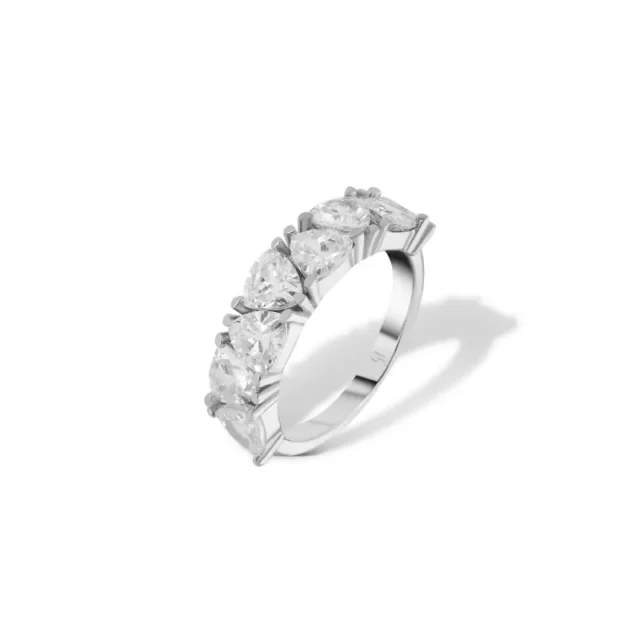 Thick silver band ring with drop design