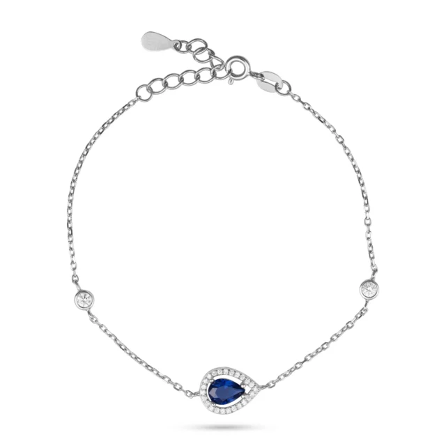 Silver bracelet with an inlaid drop pendant