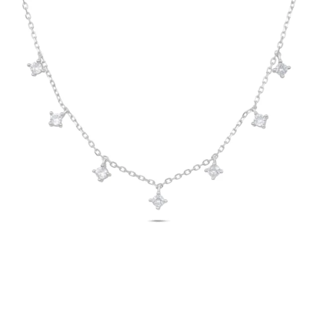 925 silver necklace with star pendants set with zircon stones
