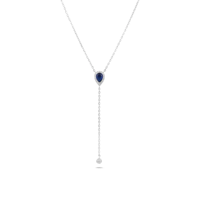 925 silver necklace with a drop studded with zircon stones