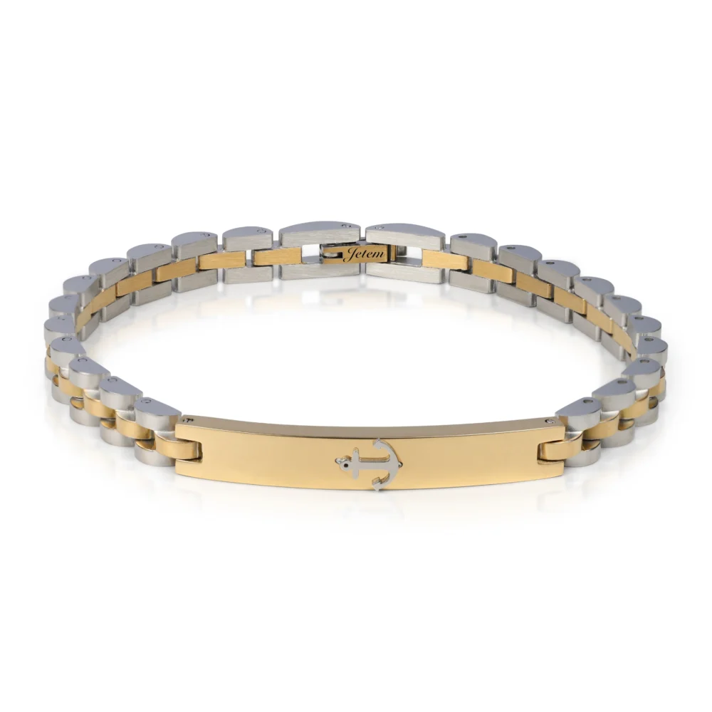 צמיד סטיל כסף – זהב מעוצב עוגן עדין לגבר  JETEM