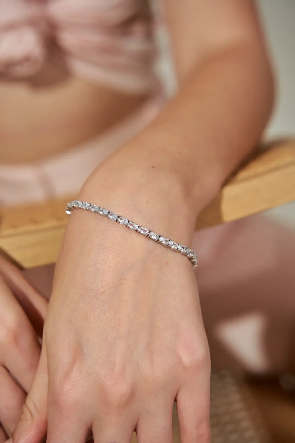 צמיד כסף טניס עדין