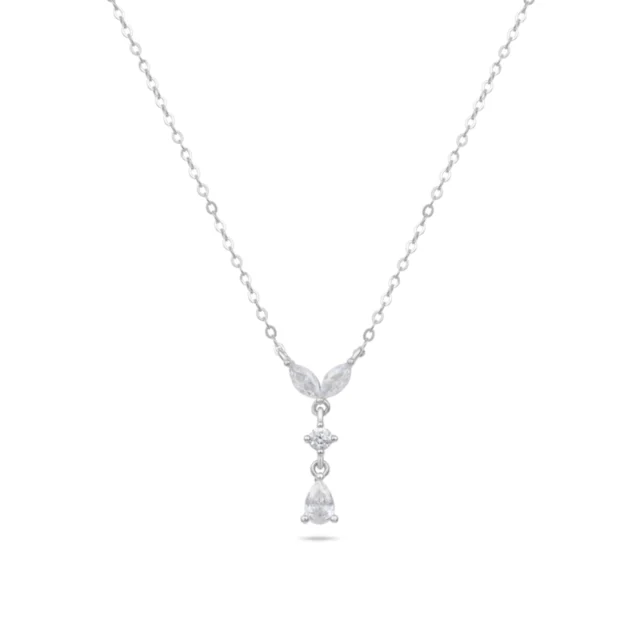 שרשרת כסף 925 עם תליון פרח נופל משובץ אבני זירקון