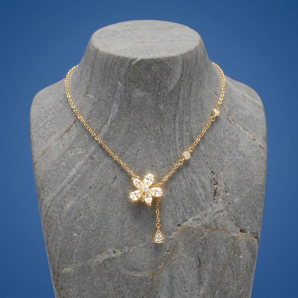 שרשרת פרח מויסונייט - Flower Necklace Moissanite 5