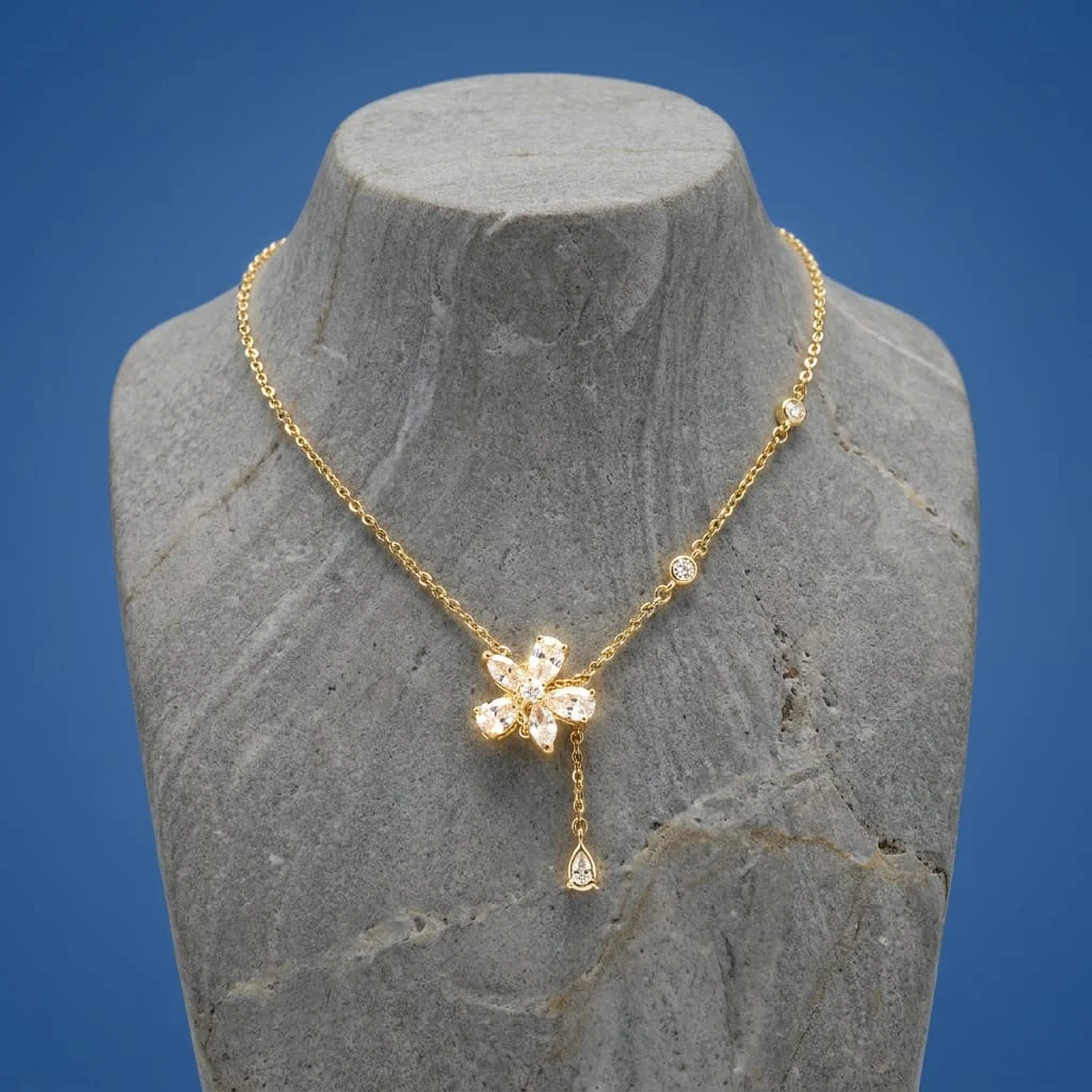 שרשרת פרח מויסונייט - Flower Necklace Moissanite 1 שרשרת פרח מויסונייט - Flower Necklace Moissanite