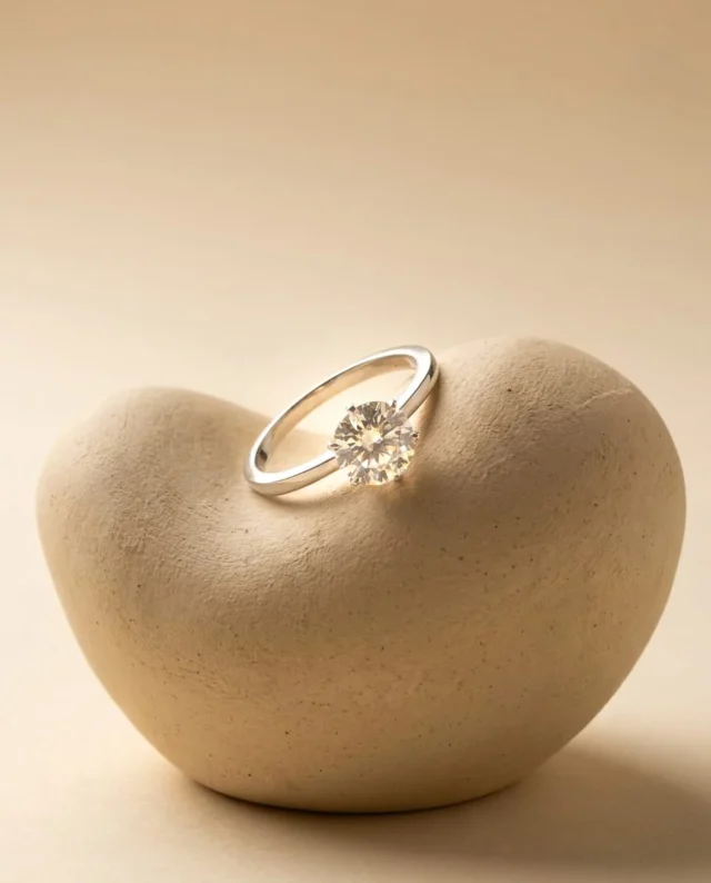 טבעת כסף 925 עם אבן מויסונייט 1 קראט – Classic Solitaire Moissanite Ring