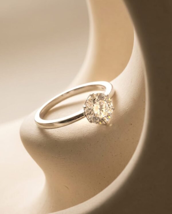 טבעת כסף 925 עם אבן מויסונייט 1 קראט – Classic Solitaire Moissanite Ring