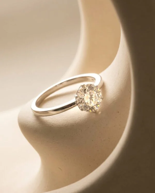 טבעת כסף 925 עם אבן מויסונייט 1 קראט – Classic Solitaire Moissanite Ring