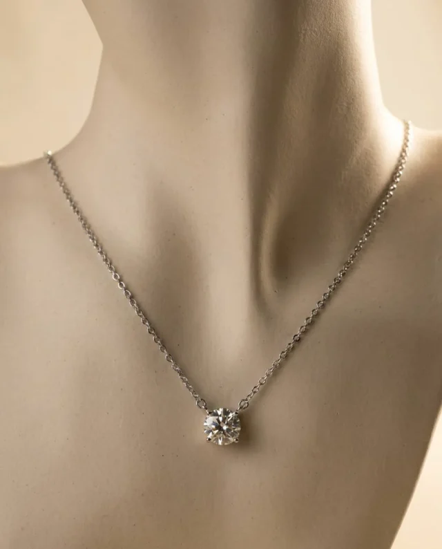 שרשרת כסף 925 עם תליון מויסונייט סוליטר – Classic Moissanite Pendant Necklace