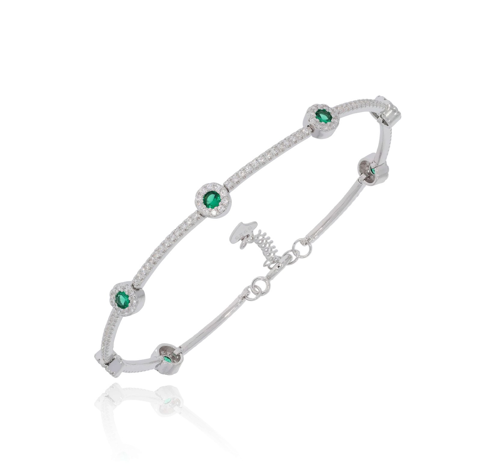 Stone-Set Silver Bracelet 3 Stone-Set Silver Bracelet