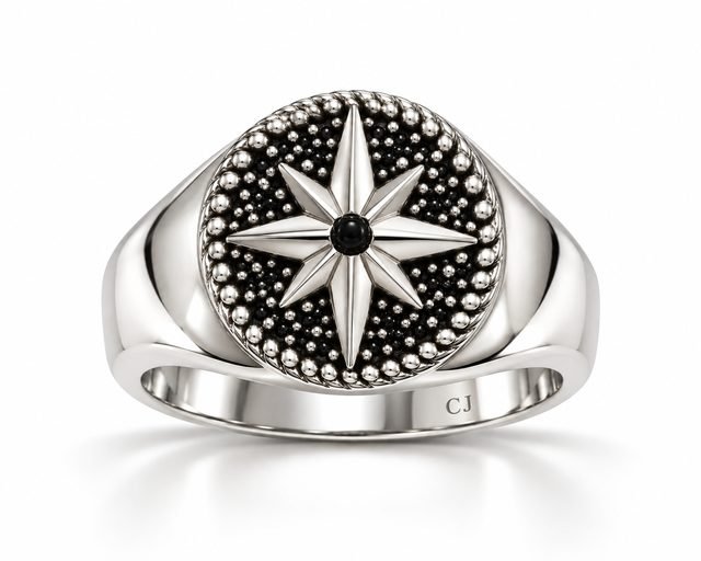 Men’s 925 Sterling Silver Ring with Black Zircon Stones – Model R3896