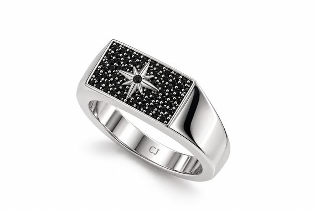 Мужское кольцо из серебра 925 с фианитами — модель R3894