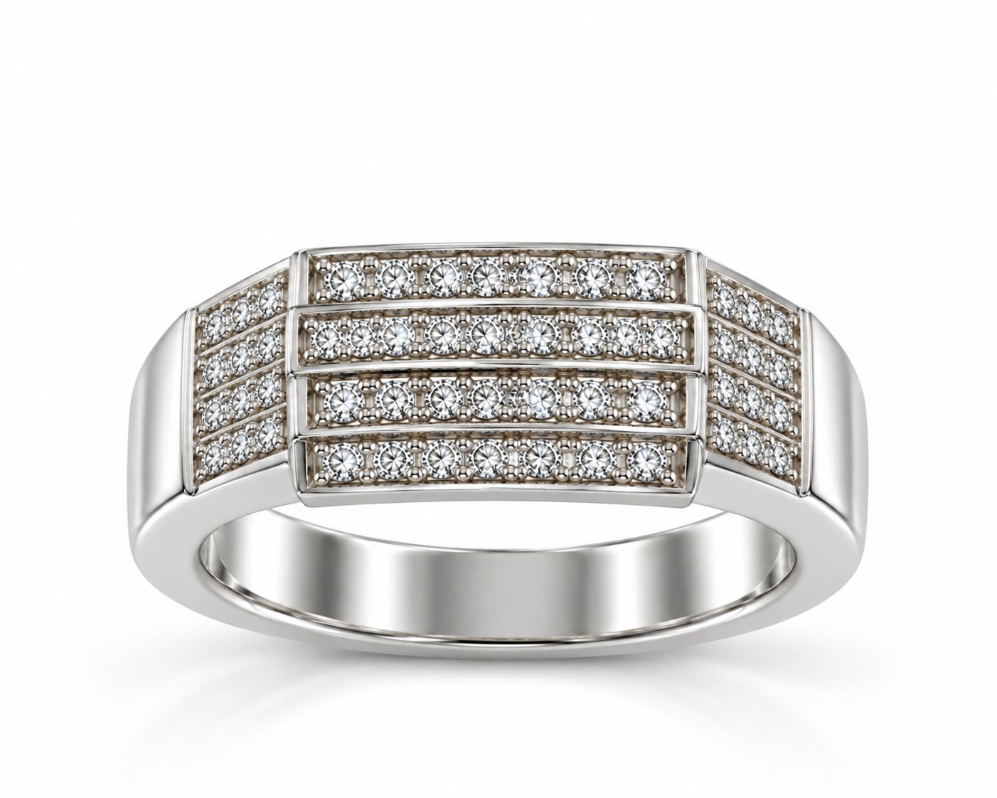 Men's 925 Sterling Silver Ring with White Zircon Stones - Model R3895 1 Men's 925 Sterling Silver Ring with White Zircon Stones - Model R3895