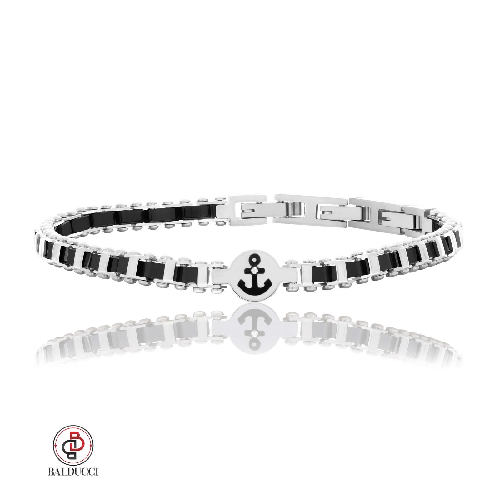 צמיד סטיל לגבר משובץ יהלום BALDUCCI - דגם DB501 1 צמיד סטיל לגבר משובץ יהלום BALDUCCI - דגם DB501