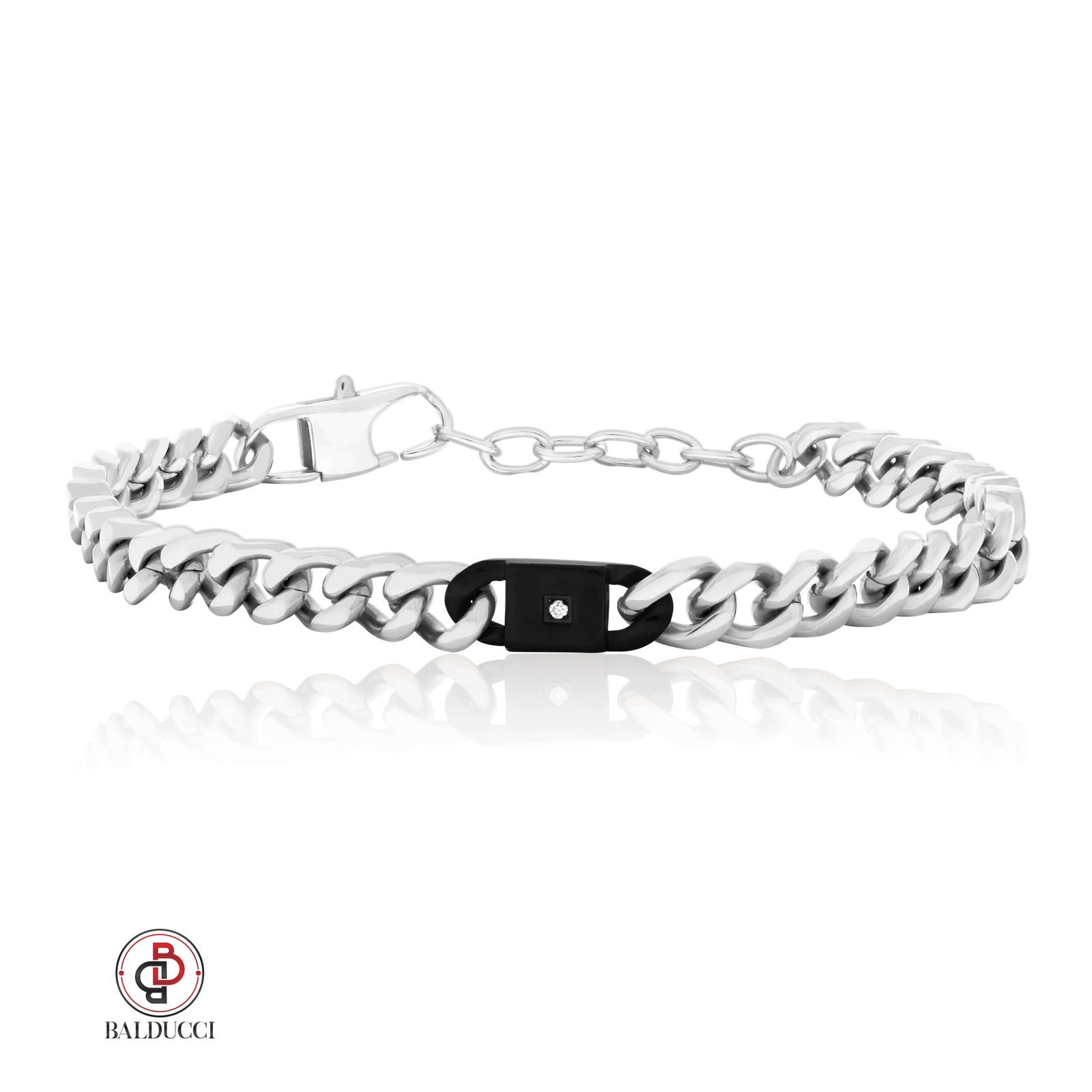 צמיד סטיל לגבר משובץ יהלום BALDUCCI - דגם DB505 1 צמיד סטיל לגבר משובץ יהלום BALDUCCI - דגם DB505