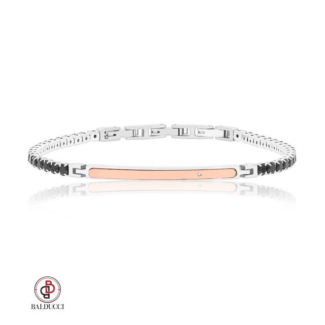 צמיד סטיל לגבר משובץ יהלום BALDUCCI – דגם DB509