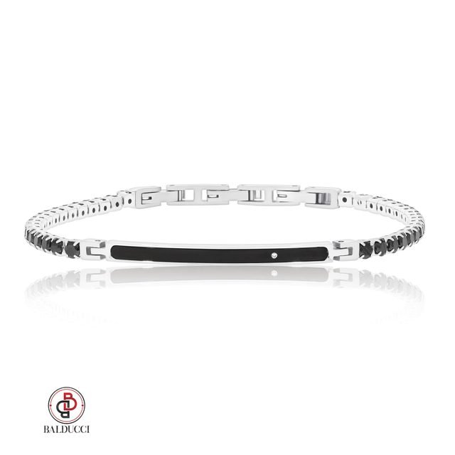 צמיד סטיל לגבר משובץ יהלום BALDUCCI – דגם DB510