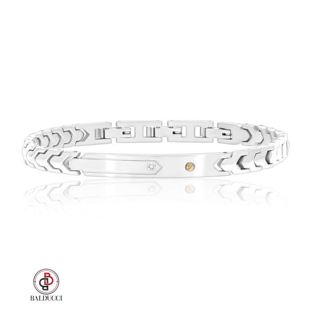 צמיד סטיל וזהב 18K לגבר משובץ יהלומים BALDUCCI – דגם DGB517