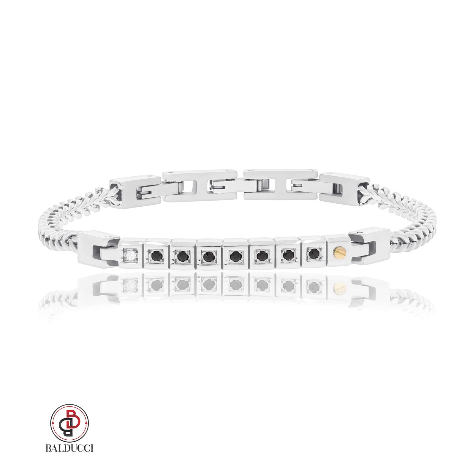 צמיד סטיל וזהב 18K לגבר משובץ יהלומים BALDUCCI - דגם DGB527 1 צמיד סטיל וזהב 18K לגבר משובץ יהלומים BALDUCCI - דגם DGB527