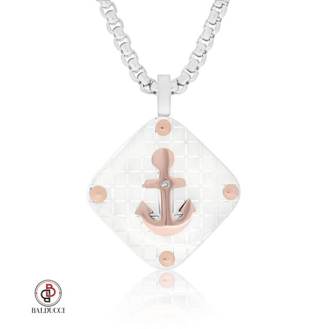 שרשרת סטיל לגבר משובצת יהלום BALDUCCI – דגם DP051