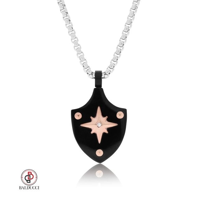 שרשרת סטיל לגבר משובצת יהלום BALDUCCI – דגם DP056