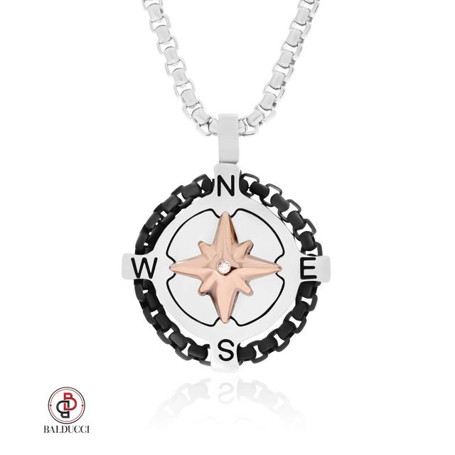 שרשרת סטיל לגבר משובצת יהלום BALDUCCI – דגם DP058