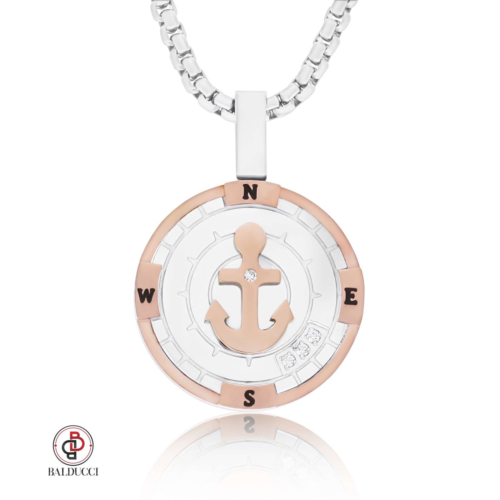 BALDUCCI Men's Steel Necklace with Diamond - Model DP063 1 BALDUCCI Men's Steel Necklace with Diamond - Model DP063