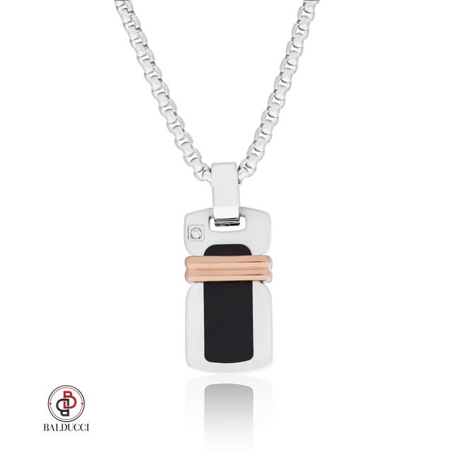 שרשרת סטיל לגבר משובצת יהלום BALDUCCI - דגם DP066