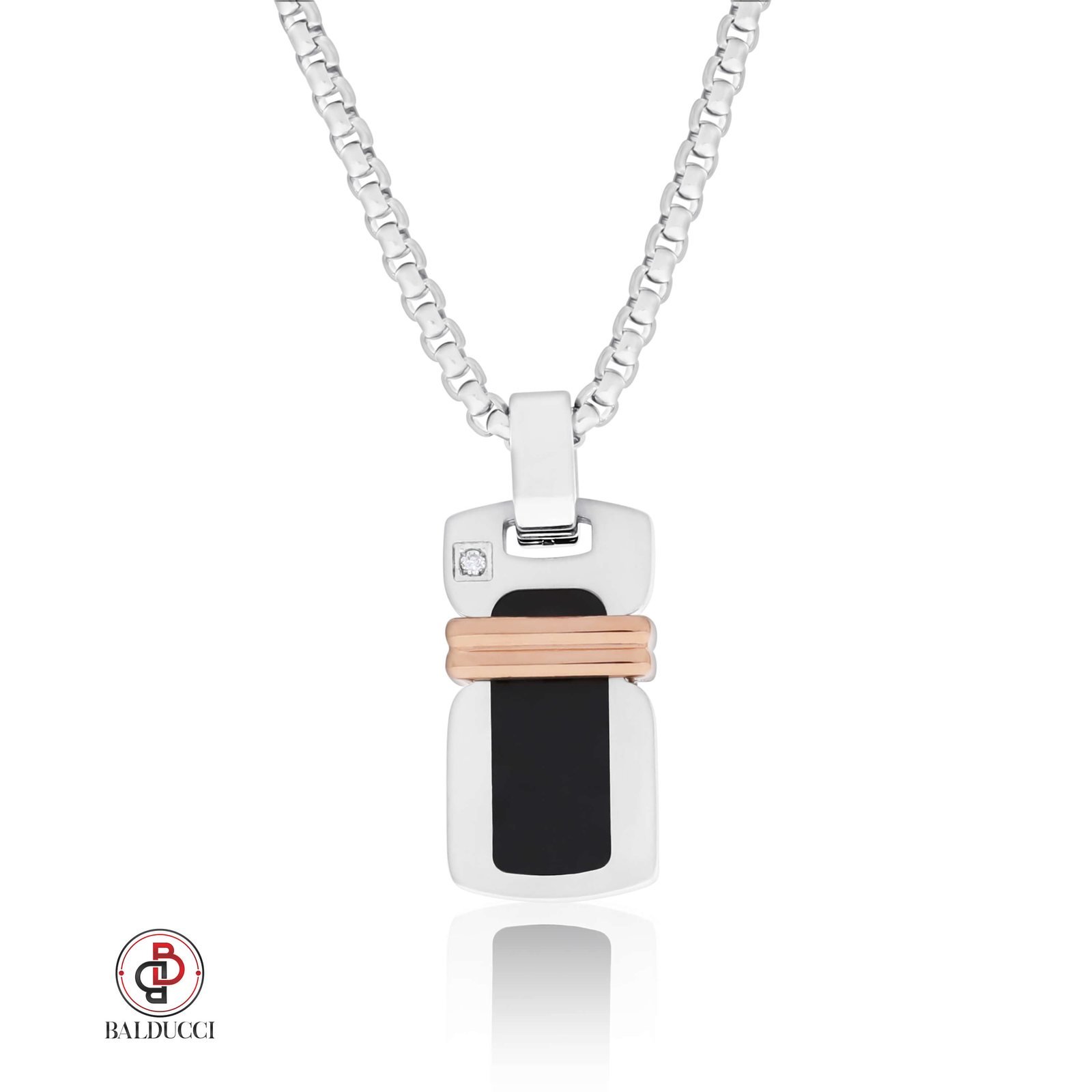 שרשרת סטיל לגבר משובצת יהלום BALDUCCI - דגם DP066 1 שרשרת סטיל לגבר משובצת יהלום BALDUCCI - דגם DP066