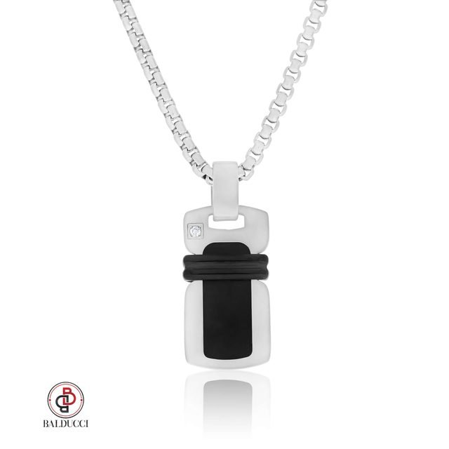שרשרת סטיל לגבר משובצת יהלום BALDUCCI – דגם DP067
