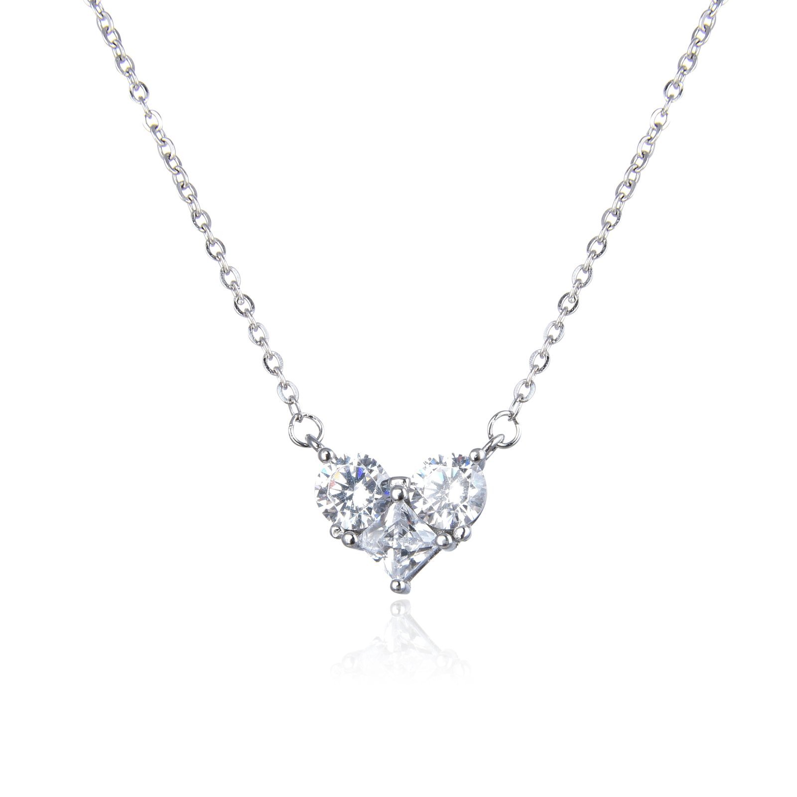 Three-Stone Heart Necklace 1 Three-Stone Heart Necklace