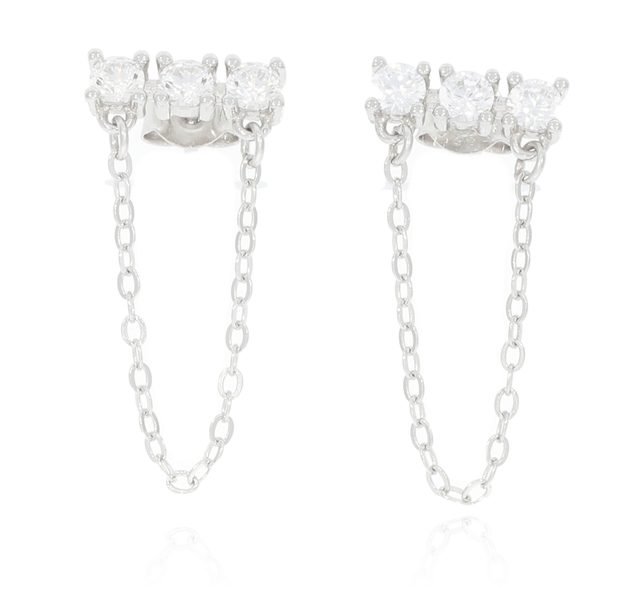 925 Sterling Silver Earrings, Clear – Model e3688
