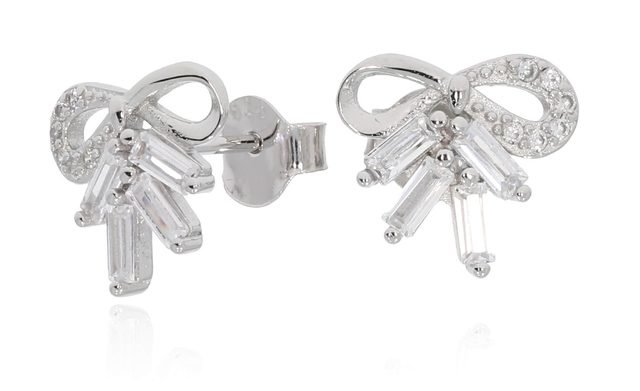 925 Sterling Silver Bow Earrings