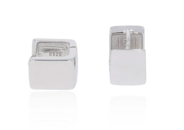 925 Sterling Silver Square Hoop Earrings, Green - Model E3761