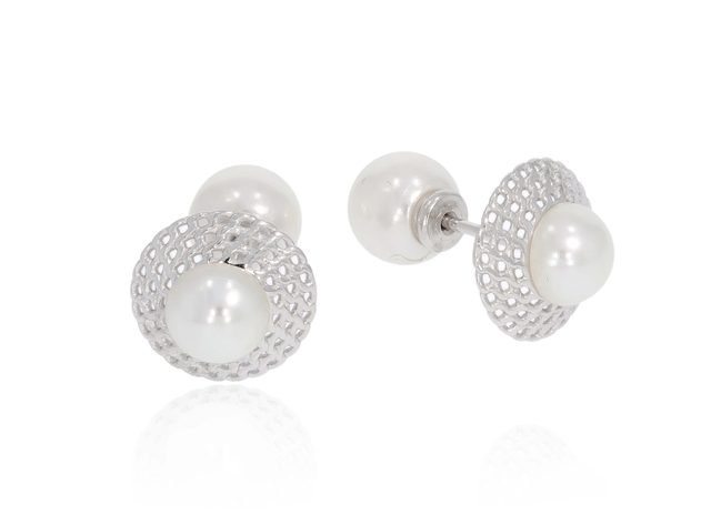 זוג עגילי פנינה כסף 925 (13mm)