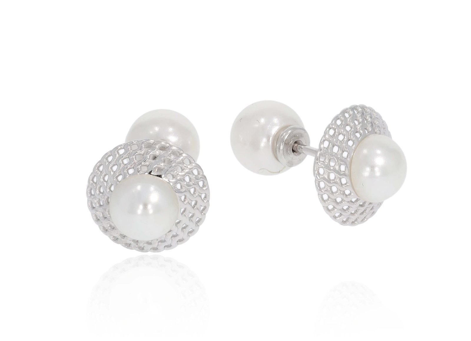 925 Sterling Silver Pearl Earrings (13 mm) 1 925 Sterling Silver Pearl Earrings (13 mm)