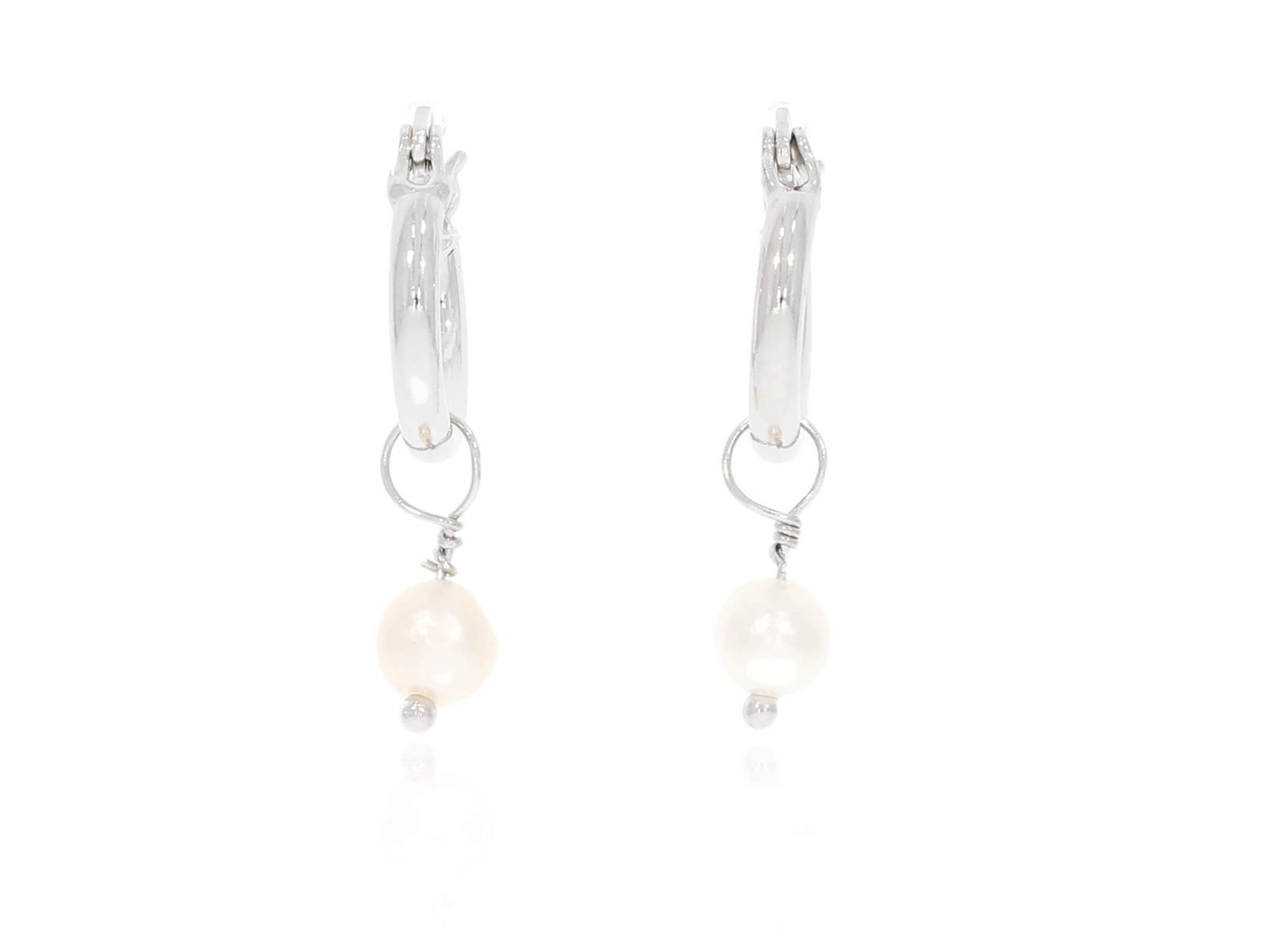 925 Sterling Silver Pearl Earrings (14 mm) 1 925 Sterling Silver Pearl Earrings (14 mm)