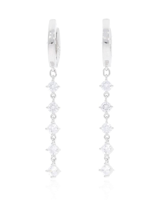 Stone-Set Silver Hoop Earring