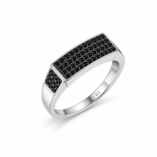 Men’s 925 Sterling Silver Ring with Black Zircon Stones – Model R3887