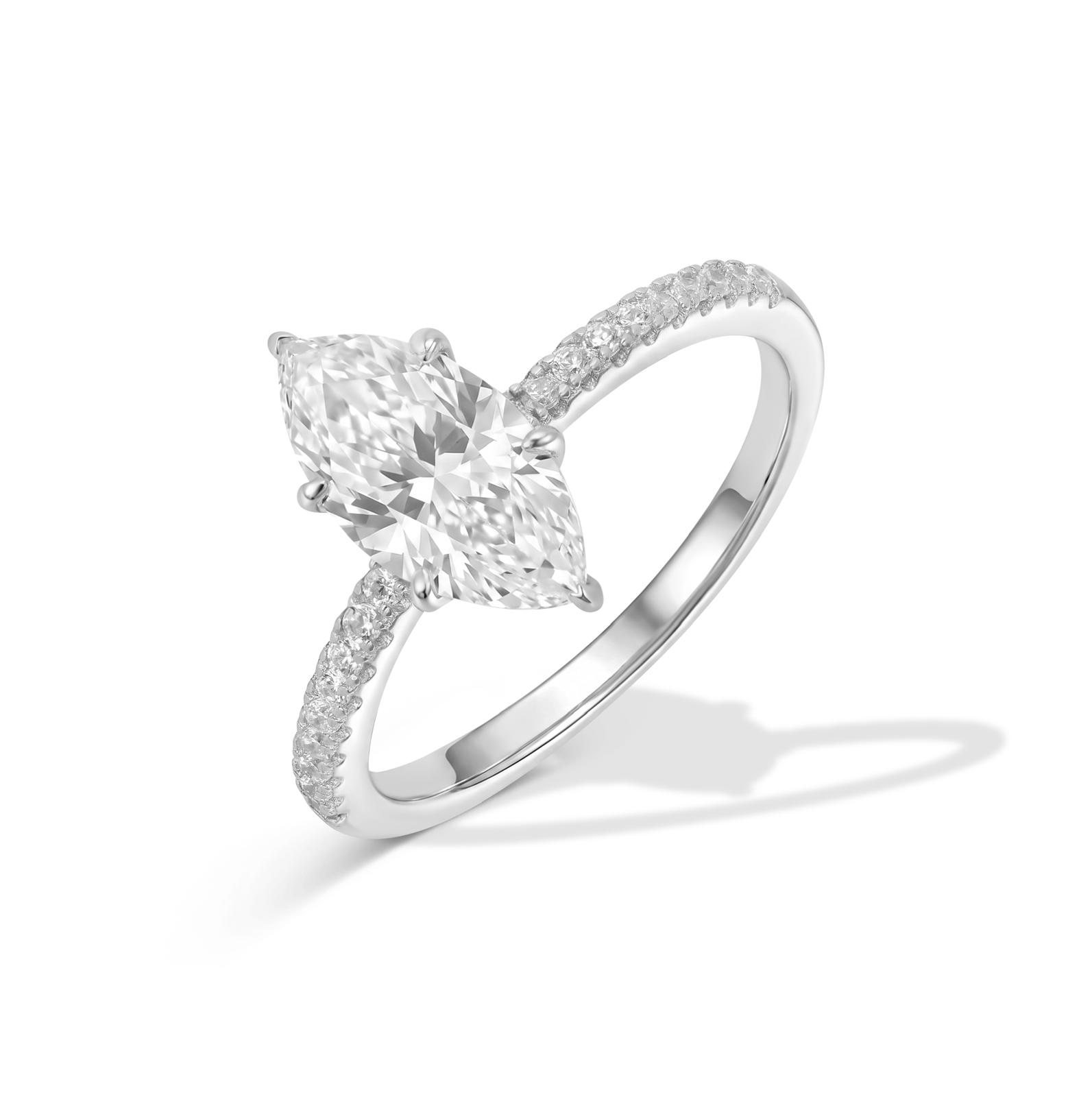 Серебряное кольцо с муассанитом — модель MR153 1 Серебряное кольцо с муассанитом — модель MR153